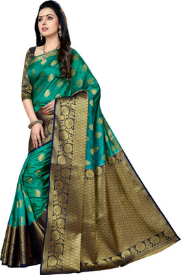 M.S.RETAIL Woven Kanjivaram Art Silk Saree(Green)