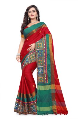 Arriva Fab Embroidered, Embellished Bollywood Cotton Silk Saree(Red)