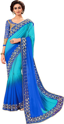 jashvicreation Solid/Plain Bollywood Georgette Saree(Multicolor)