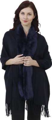 Life and style Wool Solid Women Shawl(Blue)