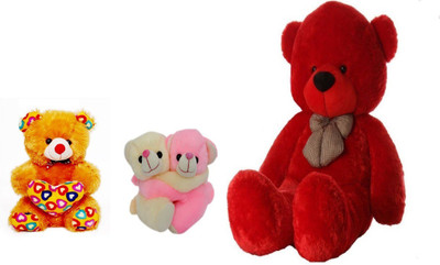 

Arvel three combo pack red teddy 3 feet /18 cm pink teddy bear high quality teddy bear /sweet and soft teddy bear - 87.37 cm(Red, Pink, Brown), Brown;pink;red