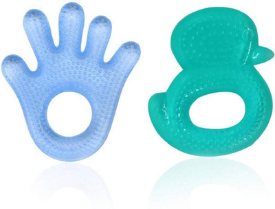 

Bueno New Arrival Baby Teether, Silicon Baby Teether, Teether for Kids, Infants, Toddler, Baby Care Products, Set of 2, Pack of 1 baby teether(Blue, Green)