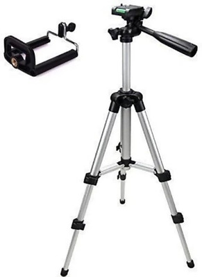 

Stylin Tripod Portable and Adjustable Mobile & Camera Stand with three dimensional head and quick release plate movement Tripod Kit(Black, Silver, Supports Up to 3500 g)