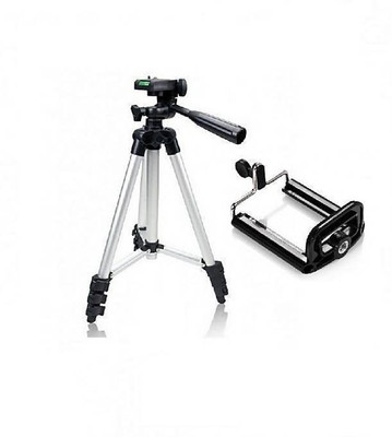 

techobucks Tripod-3110 Portable Adjustable Aluminum Lightweight Camera Stand Tripod(Silver, Supports Up to 3200 g)