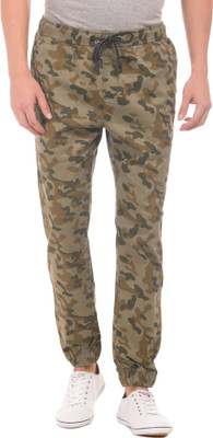 deals AEROPOSTALE Men Printed Drawstring Waist Joggers | Roadster Regular Fit Men Brown Trousers