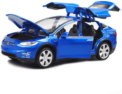

Emob Blue 1:32 Die Cast Metal Body Tesla X 90D SUV Pull Back Car Toy with Light and Sound Effects(Multicolor)