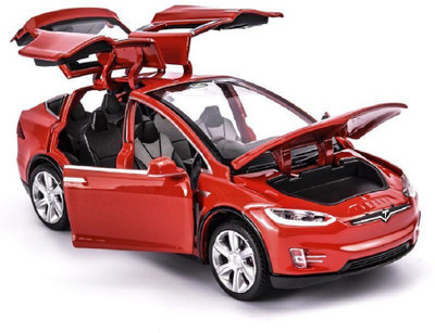 

Emob Red 1:32 Die Cast Metal Body Tesla X 90D SUV Pull Back Car Toy with Light and Sound Effects(Multicolor)