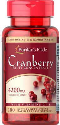 

Puritan's Pride Cranberry Fruit Concentrate with C & E 4200 mg-100 Softgels(100 No)