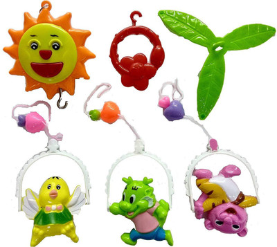 

Kidzfan Sweet Cuddles Cot Hanging Music Box With Rotating Cartoon Rattles | Music With Out Battery Rattle(Multicolor)