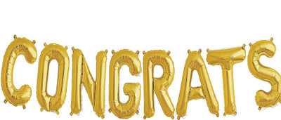 

Riit Solid Congrats Foil Balloon Letter Balloon(Gold, Pack of 1)