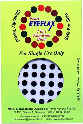 

Pearl Eyeflax 2 In 1 Kumkum Black Bindi (For Single Use Only) Pack of 15 Flaps Forehead Black Bindis(Sticker)