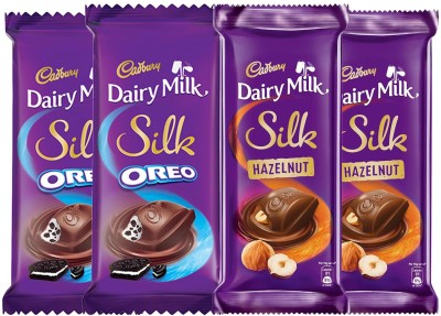 

Cadbury Dairy Milk Silk Small Chocolates Combo, (2XSilk Oreo 60g & 2XSilk Hazelnut 58g) Bars(Pack of 4, 236 g)