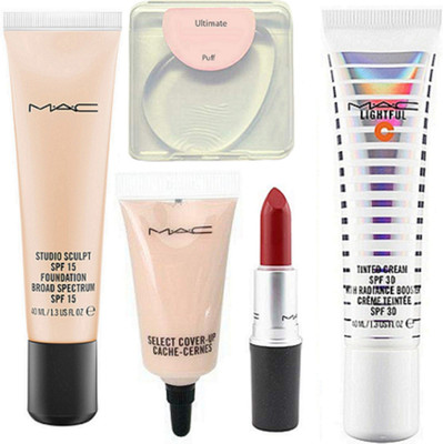 

Ultimate silicon puff, sculpt foundation, select coverup concealer, lightful tinted cream, finish matte lipstick(Set of 5)