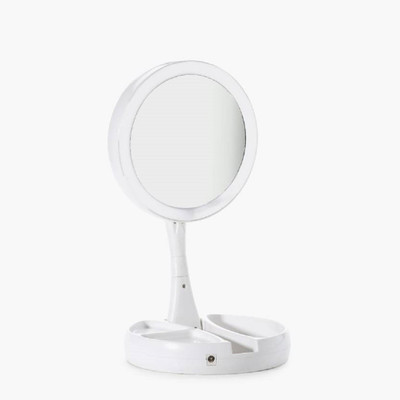

Holiday Fold-Away Mirror The Lighted Double Sided Led Vanity Makeup Mirror