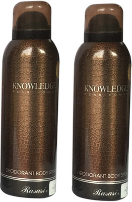 

Rasasi Knowledge Pour Homme (Pack of 2) Body Spray - For Men(200 ml, Pack of 2)