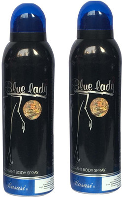 

Rasasi Blue Lady 2 Black (Pack of 2) Body Spray - For Women(400 ml, Pack of 2)
