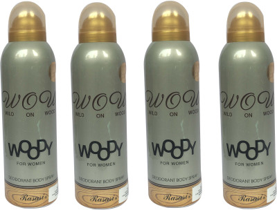 

Rasasi Wow Wild on Woody (Pack of 4) Body Spray - For Women(800 ml, Pack of 4)