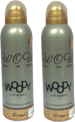 

Rasasi Wow Wild on Woody (Pack of 2) Body Spray - For Women(400 ml, Pack of 2)