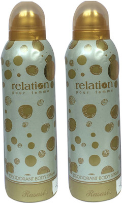 

Rasasi Relation Four Femme (Pack of 2) Body Spray - For Women(400 ml, Pack of 2)