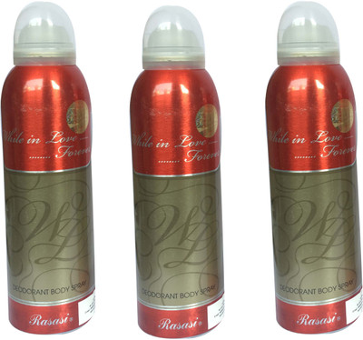 

Rasasi While in Love Forever (Pack of 3) Body Spray - For Men & Women(600 ml, Pack of 3)