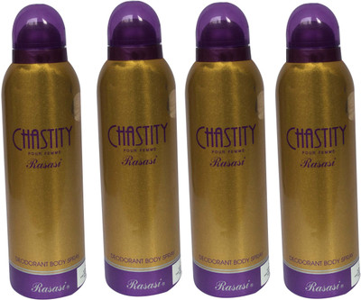 

Rasasi Chastity Pour Femme (Pack of 4) Body Spray - For Women(800 ml, Pack of 4)