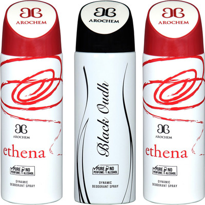 

arochem ETHENA & BLACK OUDH DYNAMIC DEODORANT SPRAY Body Spray - For Men & Women(600 ml, Pack of 3)
