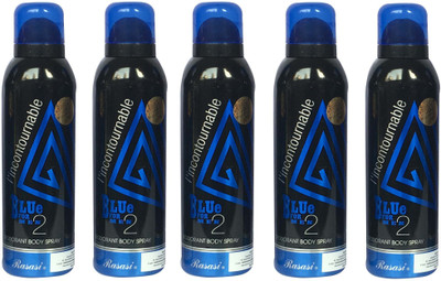 

Rasasi Blue for Men 2 (Pack of 5) Body Spray - For Men(1000 ml, Pack of 5)