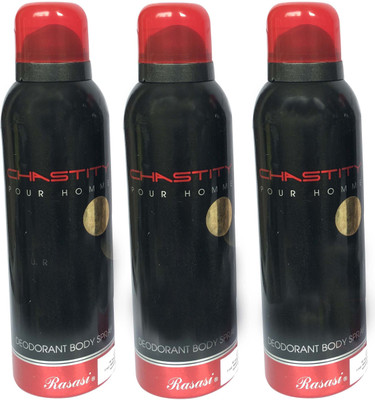 

Rasasi Chastity Pour Homme (Pack of 3) Body Spray - For Men(600 ml, Pack of 3)