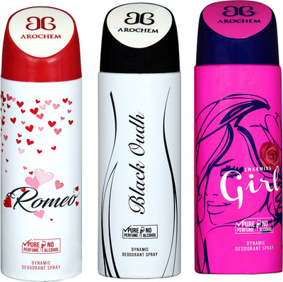 

arochem ROMEO & BLACK OUDH & GIRL DYNAMIC DEODORANT SPRAY Body Spray - For Men & Women(600 ml, Pack of 3)