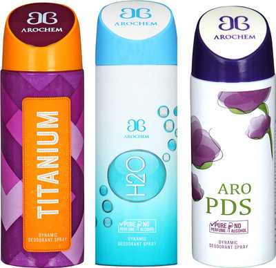 

arochem TITANIUM & H20 & ARO PDS DYNAMIC DEODORANT SPRAY Body Spray - For Men & Women(600 ml, Pack of 3)