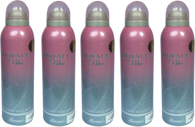 

Rasasi Royale Blue (Pack of 5) Body Spray - For Men & Women(1000 ml, Pack of 5)