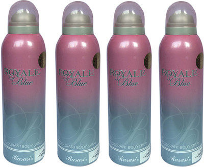 

Rasasi Royale Blue (Pack of 4) Body Spray - For Men & Women(800 ml, Pack of 4)