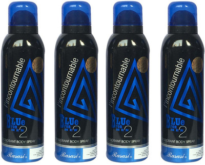 

Rasasi Blue for Men 2 (Pack of 4) Body Spray - For Men(800 ml, Pack of 4)