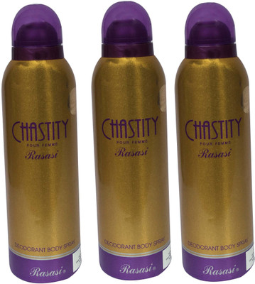 

Rasasi Chastity Pour Femme (Pack of 3) Body Spray - For Women(600 ml, Pack of 3)