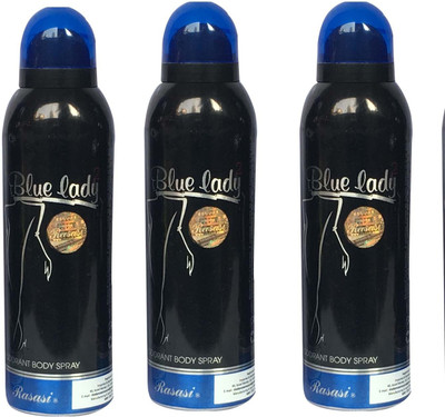 

Rasasi Blue Lady 2 Black (Pack of 3) Body Spray - For Women(600 ml, Pack of 3)