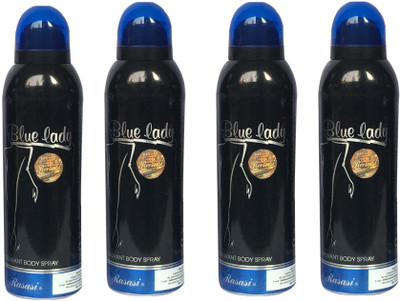 

Rasasi Blue Lady 2 Black (Pack of 4) Body Spray - For Women(800 ml, Pack of 4)