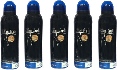 

Rasasi Blue Lady 2 Black (Pack of 5) Body Spray - For Women(1000 ml, Pack of 5)