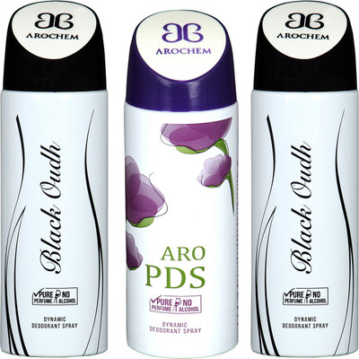 

arochem BLACK OUDH & ARO MAGNET DYNAMIC DEODORANT SPRAY Body Spray - For Men & Women(600 ml, Pack of 3)