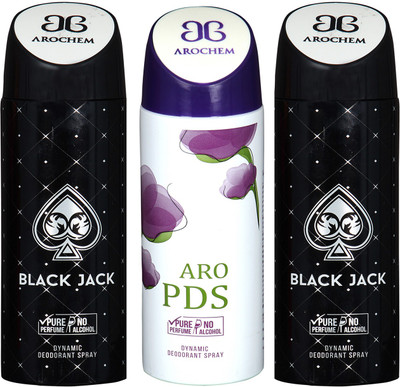 

arochem BLACK JACK & ARO PDS DYNAMIC DEODORANT SPRAY Body Spray - For Men & Women(600 ml, Pack of 3)