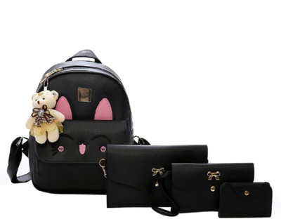 

BANQLYN 4Pcs/set Rabbit Ear Women's Backpac bags(Black)