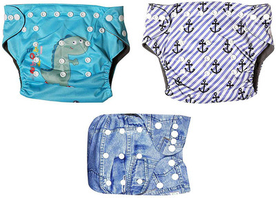 

OSOCozee Cloth Diaper with Bamboo Charcoal Insert jeans-grey-blue - M(3 Pieces)