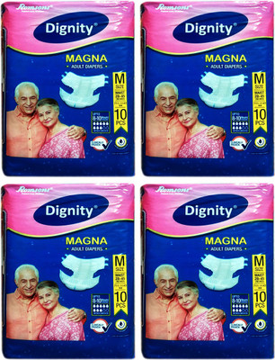 

ROMSONS DIGNITY MAGNA ADULT DIAPERS, SIZE MEDIUM, 10 Pcs. PACK, COMBO OF 4 PACKS, FOR WAIST SIZE 28"-45" INCHES, TOTAL 40 DIAPERS Adult Diapers - M(40 Pieces)