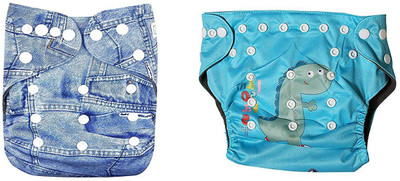 

OSOCozee Cloth Diaper with Bamboo Charcoal Insert jeans-bluedino - M(2 Pieces)