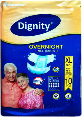 

ROMSONS DIGNITY OVERNIGHT ADULT DIAPERS, SIZE XL, 10 Pcs. PACK, FOR WAIST SIZE 48"-57" INCHES Adult Diapers - XL(10 Pieces)