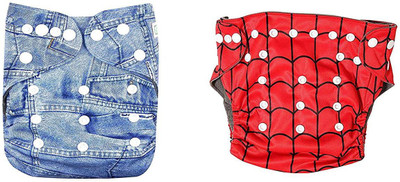 

OSOCozee Cloth Diaper with Bamboo Charcoal Insert jeans-spider - M(2 Pieces)