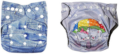 

OSOCozee Cloth Diaper with Bamboo Charcoal Insert Jeans-cat - M(2 Pieces)