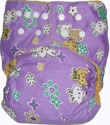 

Bhannat Reusable Washable Cloth Diaper with 2 washable Liners (Insert) (0-3 Years) Purple - S - M