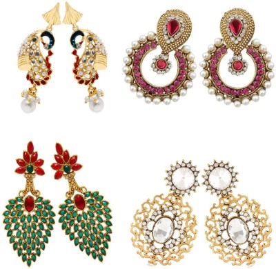 JEWELS GURU Wedding Earring Collection Cubic Zirconia, Pearl Alloy Drops & Danglers, Earring Set, Chandbali Earring