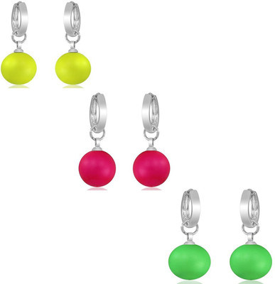 mahi Combo of Neon Hoop Earrings Crystal Alloy Earring Set