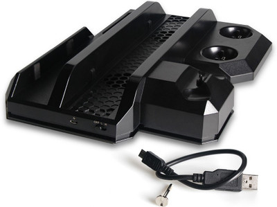 

New World 4 Multifunction Vertical Stand, Cooling Fan, PS Move Controller Charger for PS4/Slim/Pro Console All Model Gaming Accessory Kit(Black, For PS)